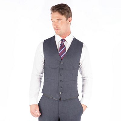 Hammond & Co. by Patrick Grant Blue puppytooth 6 button tailored fit suit waistcoat